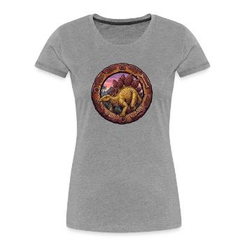Stégosaure fossile de dinosaures - T-shirt bio Premium Femme - gris chiné - Devant - Mia (176cm)