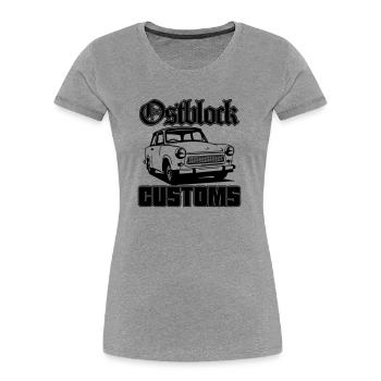 Farbe änderbar | Trabi Trabbi Ostblock Customs - Frauen Premium Bio T-Shirt - Grau meliert - Vorne - Mia (176cm)