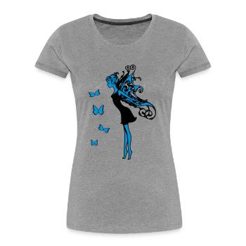 Fairy wings butterflies - Women's Premium Organic T-Shirt - heather grey - Front - Mia (176cm)