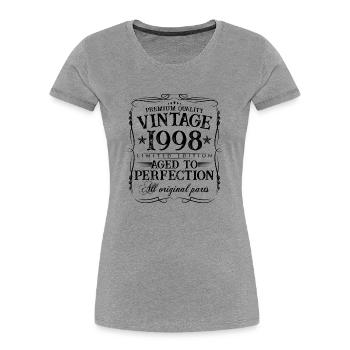 1998 vintage vintage 25 years birthday gift - Women's Premium Organic T-Shirt - heather grey - Front - Mia (176cm)