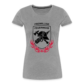 FF Feuerwehr Logo Feuer Flammen - Frauen Premium Bio T-Shirt - Grau meliert - Vorne - Mia (176cm)