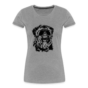 BOUVIER DES FLANDRES lunettes de soleil cool Wilsigns - T-shirt bio Premium Femme - gris chiné - Devant - Mia (176cm)