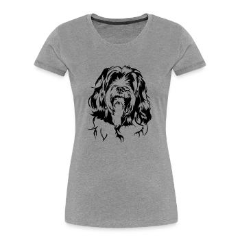 Tibetan Terrier Portrait Dog Portrait Dog Wilsigns - Women's Premium Organic T-Shirt - heather grey - Front - Mia (176cm)