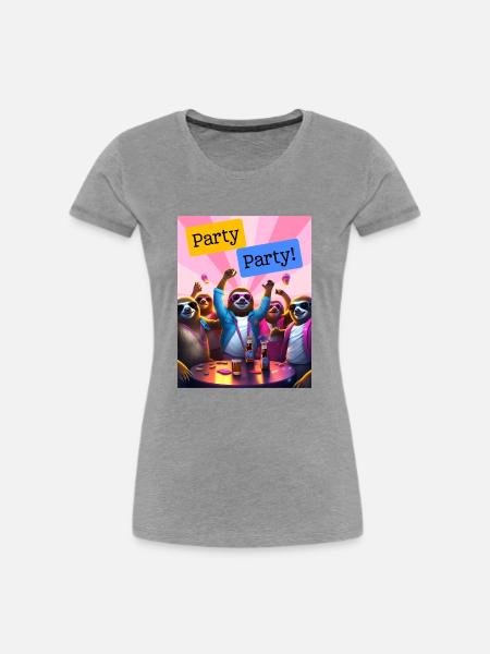 Party Party - Frauen Premium Bio T-Shirt - Grau meliert