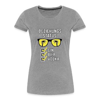 Mallorca Shirt Beziehungsstatus Gin Bier Vodka - Frauen Premium Bio T-Shirt - Grau meliert - Vorne - Mia (176cm)