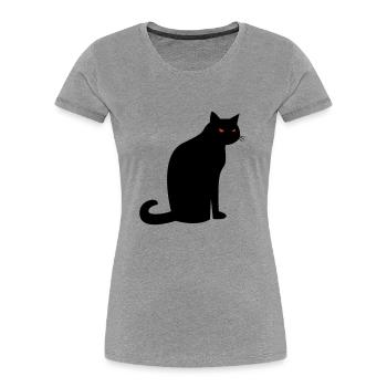 Chat noir effrayant Halloween - T-shirt bio Premium Femme - gris chiné - Devant - Mia (176cm)