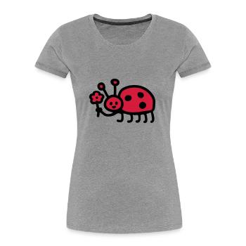 Coccinelle - Fleur - T-shirt bio Premium Femme - gris chiné - Devant - Mia (176cm)