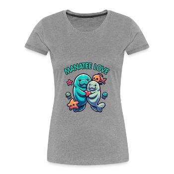 Verliebte Manatees Dugongs mit bunten Fischen - Frauen Premium Bio T-Shirt - Grau meliert - Vorne - Mia (176cm)