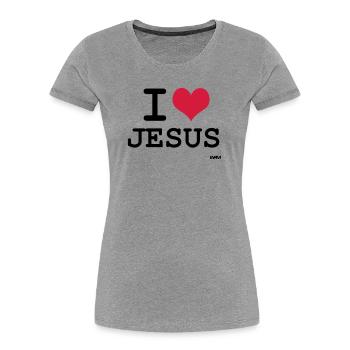 i love jesus by wam - Women's Premium Organic T-Shirt - heather grey - Front - Mia (176cm)
