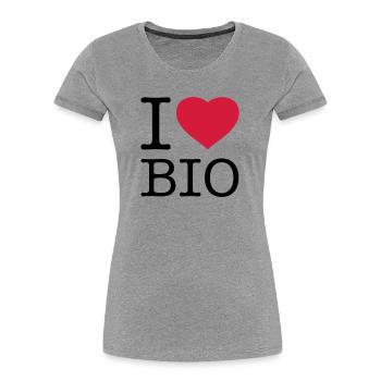 I LOVE BIO - Frauen Premium Bio T-Shirt - Grau meliert - Vorne - Mia (176cm)