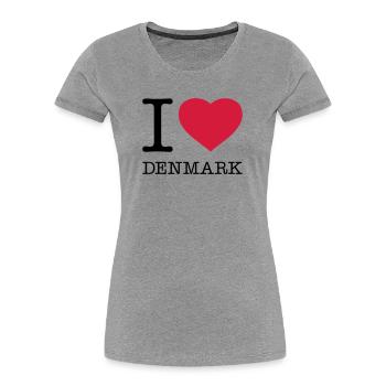I LOVE DENMARK Dänemark - Frauen Premium Bio T-Shirt - Grau meliert - Vorne - Mia (176cm)