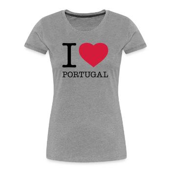 I LOVE PORTUGAL - T-shirt bio Premium Femme - gris chiné - Devant - Mia (176cm)
