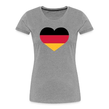 Deutschland Herz | Herz | Heart - T-shirt bio Premium Femme - gris chiné - Devant - Mia (176cm)