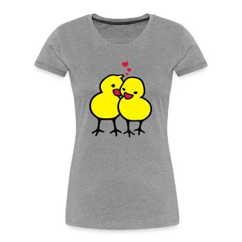 chicks in love (c) - Women's Premium Organic T-Shirt - heather grey - Front - Mia (176cm)