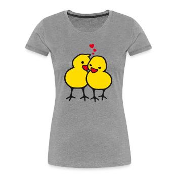 chicks in love (b) - Women's Premium Organic T-Shirt - heather grey - Front - Mia (176cm)