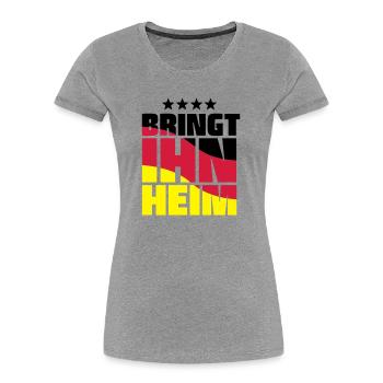 bringt ihn heim! WM pokal - Frauen Premium Bio T-Shirt - Grau meliert - Vorne - Mia (176cm)