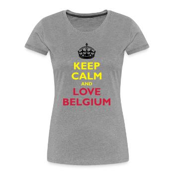 Keep Calm & Love Belgium - T-shirt bio Premium Femme - gris chiné - Devant - Mia (176cm)