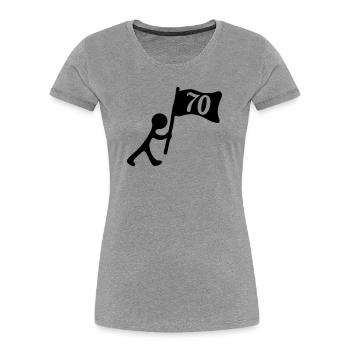 70 years birthday - Women's Premium Organic T-Shirt - heather grey - Front - Mia (176cm)