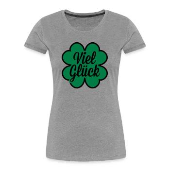 Viel Glück Kleeblatt - Frauen Premium Bio T-Shirt - Grau meliert - Vorne - Mia (176cm)