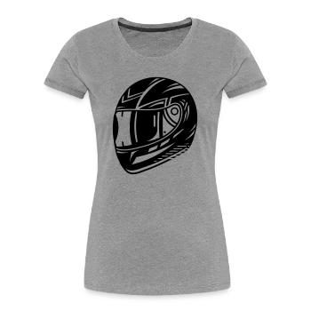 Motorradhelm in Schwarz Weiß - Frauen Premium Bio T-Shirt - Grau meliert - Vorne - Mia (176cm)
