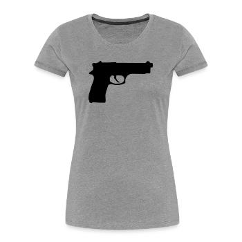 Gun - Women's Premium Organic T-Shirt - heather grey - Front - Mia (176cm)