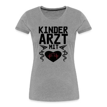 Kinderarzt mit Herz Geschenk - Frauen Premium Bio T-Shirt - Grau meliert - Vorne - Mia (176cm)