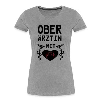Oberärztin mit Herz Geschenk - Frauen Premium Bio T-Shirt - Grau meliert - Vorne - Mia (176cm)