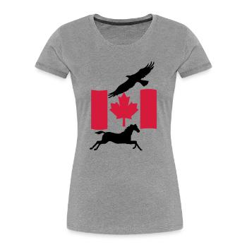 Liberté au Canada Don du Canada - T-shirt bio Premium Femme - gris chiné - Devant - Mia (176cm)