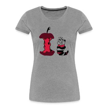 Apfel und Wurm - Frauen Premium Bio T-Shirt - Grau meliert - Vorne - Mia (176cm)