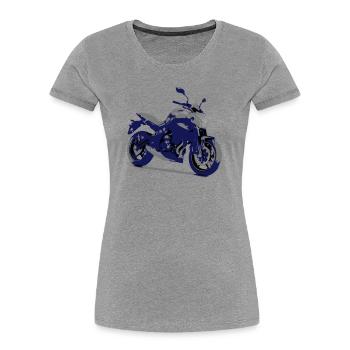 er 6n - Frauen Premium Bio T-Shirt - Grau meliert - Vorne - Mia (176cm)