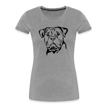 OLD ENGLISH BULLDOG OEB Wilsign's dogs - Women's Premium Organic T-Shirt - heather grey - Front - Mia (176cm)
