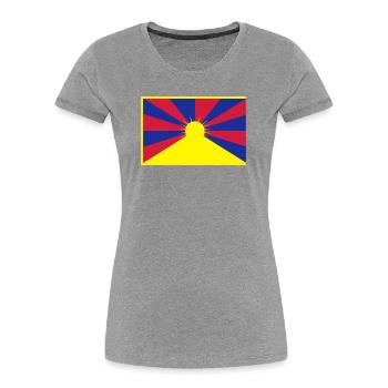 Flag of Tibet - Women's Premium Organic T-Shirt - heather grey - Front - Mia (176cm)