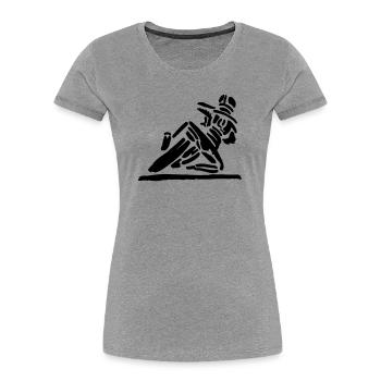 Hanging_of - Frauen Premium Bio T-Shirt - Grau meliert - Vorne - Mia (176cm)