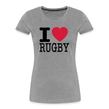 I love rugby - I love rugby - Women's Premium Organic T-Shirt - heather grey - Front - Mia (176cm)