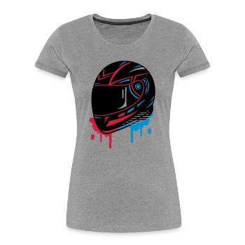 cooles Motorradhelm Graffiti - Frauen Premium Bio T-Shirt - Grau meliert - Vorne - Mia (176cm)