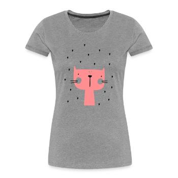Katze mit Herzen - Frauen Premium Bio T-Shirt - Grau meliert - Vorne - Mia (176cm)