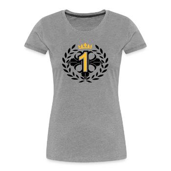 Die Nummer Eins mit Lorbeerkranz und Krone - Frauen Premium Bio T-Shirt - Grau meliert - Vorne - Mia (176cm)