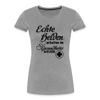 Gesundheitswesen Helden Medizin, Geschenk - Frauen Premium Bio T-Shirt - Grau meliert - Vorne - Mia (176cm)
