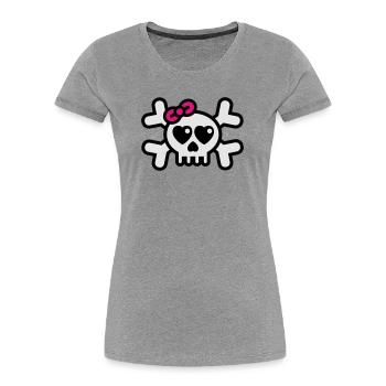 dolly_rodger_3colors - Frauen Premium Bio T-Shirt - Grau meliert - Vorne - Mia (176cm)