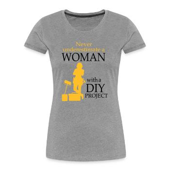 2541614 128189769 DIY - T-shirt bio Premium Femme - gris chiné - Devant - Mia (176cm)