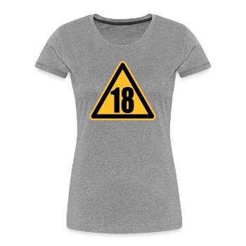 Achtung 18 - Frauen Premium Bio T-Shirt - Grau meliert - Vorne - Mia (176cm)