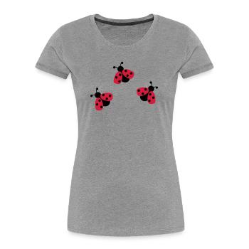 6254398 118120415 Marienkaefer - Frauen Premium Bio T-Shirt - Grau meliert - Vorne - Mia (176cm)