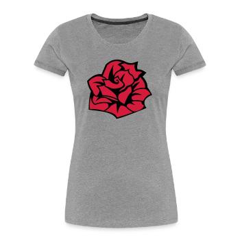 6254398 135442652 Rose - T-shirt bio Premium Femme - gris chiné - Devant - Mia (176cm)