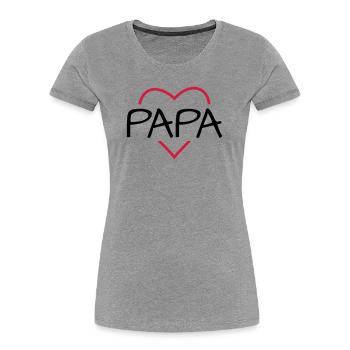Papa Herz Geschenk Geburtstag Vatertag - Frauen Premium Bio T-Shirt - Grau meliert - Vorne - Mia (176cm)