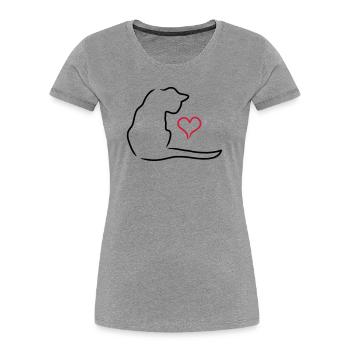 Chat - T-shirt bio Premium Femme - gris chiné - Devant - Mia (176cm)
