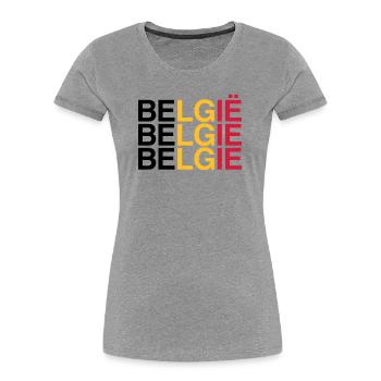 BELGIE Belgian Flag - Belgien - Belgium 2024 - Frauen Premium Bio T-Shirt - Grau meliert - Vorne - Mia (176cm)