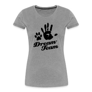 Dream Team Animal Lovers Paw - T-shirt bio Premium Femme - gris chiné - Devant - Mia (176cm)