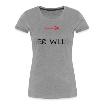 He wants bachelor party arrow - Women's Premium Organic T-Shirt - heather grey - Front - Mia (176cm)