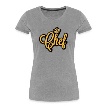 Chef | Crown | Krone - Women's Premium Organic T-Shirt - heather grey - Front - Mia (176cm)