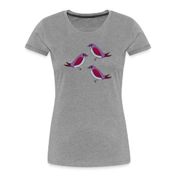 Purple Bird Pattern Trio - Women's Premium Organic T-Shirt - heather grey - Front - Mia (176cm)